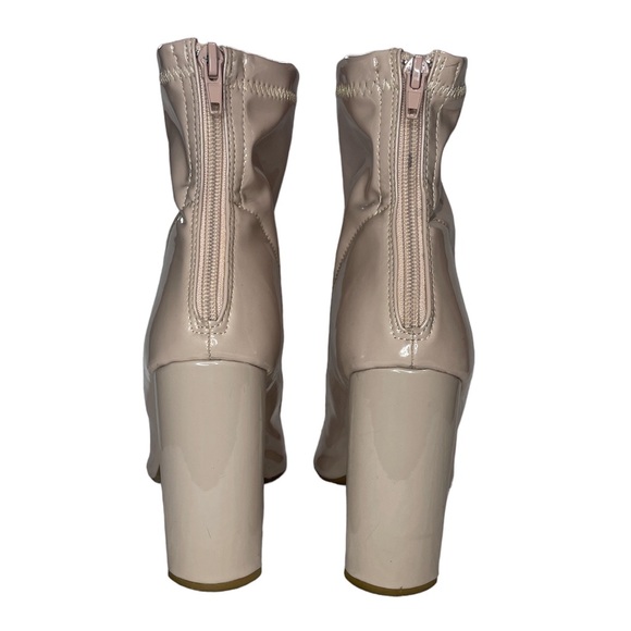 Blush Patent Leather Block Heel Booties 8.5 - Picture 3 of 6